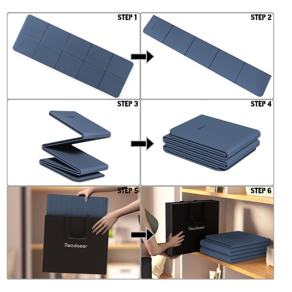 Readaeer Foldable Yoga Mat Set – 2-Pack, 6mm Thick, Non-Slip, with Carrying Bag - Picture 5 of 10